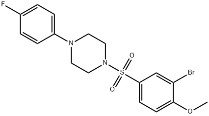 2-bromo-4-{[4-(4-fluorophenyl)-1-piperazinyl]sulfonyl}phenyl methyl ether 구조식 이미지