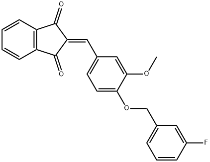 2-{4-[(3-fluorobenzyl)oxy]-3-methoxybenzylidene}-1H-indene-1,3(2H)-dione 구조식 이미지