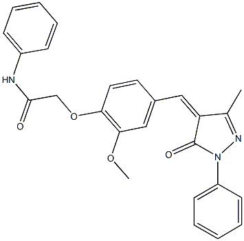 2-{2-methoxy-4-[(3-methyl-5-oxo-1-phenyl-1,5-dihydro-4H-pyrazol-4-ylidene)methyl]phenoxy}-N-phenylacetamide 구조식 이미지