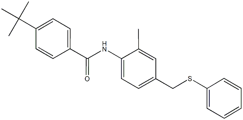 4-tert-butyl-N-{2-methyl-4-[(phenylsulfanyl)methyl]phenyl}benzamide 구조식 이미지