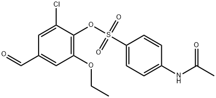 2-chloro-6-ethoxy-4-formylphenyl 4-(acetylamino)benzenesulfonate 구조식 이미지