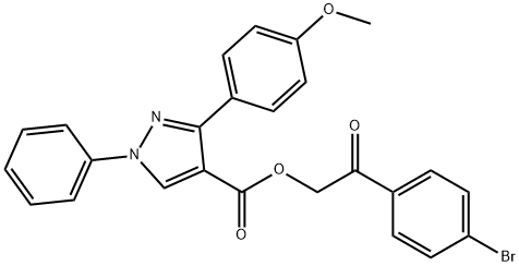 2-(4-bromophenyl)-2-oxoethyl 3-(4-methoxyphenyl)-1-phenyl-1H-pyrazole-4-carboxylate 구조식 이미지