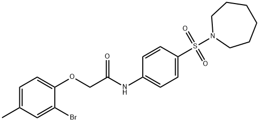 N-[4-(1-azepanylsulfonyl)phenyl]-2-(2-bromo-4-methylphenoxy)acetamide 구조식 이미지