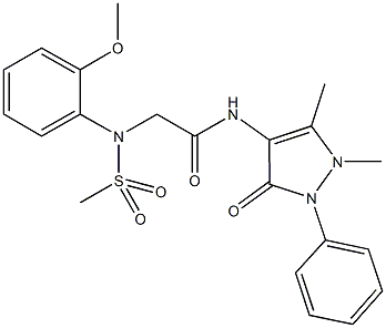 N-(1,5-dimethyl-3-oxo-2-phenyl-2,3-dihydro-1H-pyrazol-4-yl)-2-[2-methoxy(methylsulfonyl)anilino]acetamide 구조식 이미지