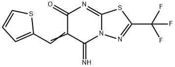 5-imino-6-(2-thienylmethylene)-2-(trifluoromethyl)-5,6-dihydro-7H-[1,3,4]thiadiazolo[3,2-a]pyrimidin-7-one Structure
