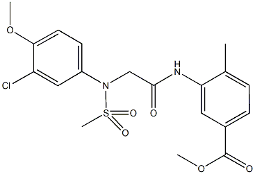 methyl 3-({[3-chloro-4-methoxy(methylsulfonyl)anilino]acetyl}amino)-4-methylbenzoate Structure