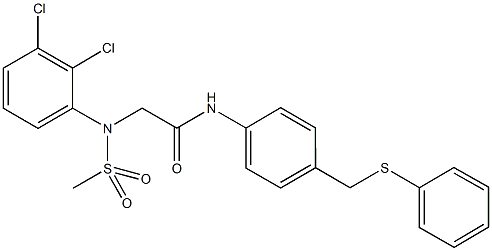 2-[2,3-dichloro(methylsulfonyl)anilino]-N-{4-[(phenylsulfanyl)methyl]phenyl}acetamide 구조식 이미지