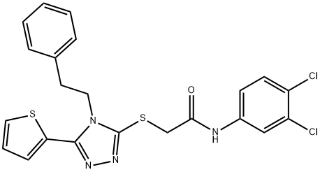 N-(3,4-dichlorophenyl)-2-{[4-(2-phenylethyl)-5-(2-thienyl)-4H-1,2,4-triazol-3-yl]sulfanyl}acetamide 구조식 이미지