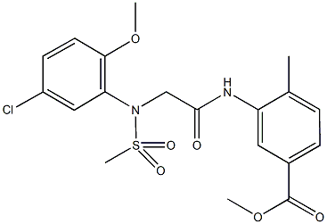 methyl 3-({[5-chloro-2-methoxy(methylsulfonyl)anilino]acetyl}amino)-4-methylbenzoate Structure