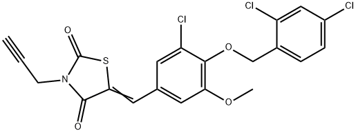 5-{3-chloro-4-[(2,4-dichlorobenzyl)oxy]-5-methoxybenzylidene}-3-(2-propynyl)-1,3-thiazolidine-2,4-dione 구조식 이미지