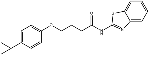 N-(1,3-benzothiazol-2-yl)-4-(4-tert-butylphenoxy)butanamide 구조식 이미지