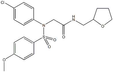 2-{4-chloro[(4-methoxyphenyl)sulfonyl]anilino}-N-(tetrahydro-2-furanylmethyl)acetamide Structure