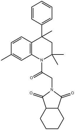 2-[2-oxo-2-(2,2,4,7-tetramethyl-4-phenyl-3,4-dihydro-1(2H)-quinolinyl)ethyl]hexahydro-1H-isoindole-1,3(2H)-dione 구조식 이미지