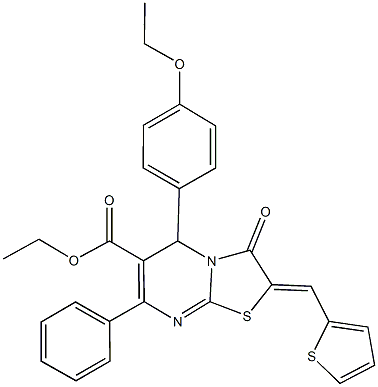 ethyl 5-(4-ethoxyphenyl)-3-oxo-7-phenyl-2-(2-thienylmethylene)-2,3-dihydro-5H-[1,3]thiazolo[3,2-a]pyrimidine-6-carboxylate Structure