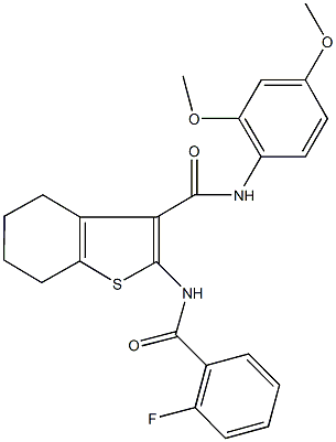 N-(2,4-dimethoxyphenyl)-2-[(2-fluorobenzoyl)amino]-4,5,6,7-tetrahydro-1-benzothiophene-3-carboxamide 구조식 이미지