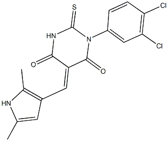 1-(3,4-dichlorophenyl)-5-[(2,5-dimethyl-1H-pyrrol-3-yl)methylene]-2-thioxodihydro-4,6(1H,5H)-pyrimidinedione 구조식 이미지