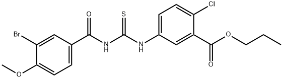 propyl 5-({[(3-bromo-4-methoxybenzoyl)amino]carbothioyl}amino)-2-chlorobenzoate Structure