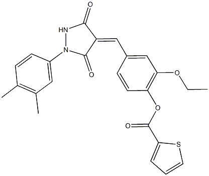 4-{[1-(3,4-dimethylphenyl)-3,5-dioxo-4-pyrazolidinylidene]methyl}-2-ethoxyphenyl 2-thiophenecarboxylate Structure