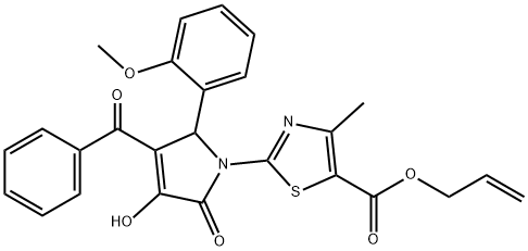 allyl 2-[3-benzoyl-4-hydroxy-2-(2-methoxyphenyl)-5-oxo-2,5-dihydro-1H-pyrrol-1-yl]-4-methyl-1,3-thiazole-5-carboxylate 구조식 이미지