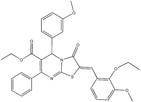 ethyl 2-(2-ethoxy-3-methoxybenzylidene)-5-(3-methoxyphenyl)-3-oxo-7-phenyl-2,3-dihydro-5H-[1,3]thiazolo[3,2-a]pyrimidine-6-carboxylate Structure