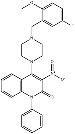 4-[4-(5-fluoro-2-methoxybenzyl)-1-piperazinyl]-3-nitro-1-phenyl-2(1H)-quinolinone 구조식 이미지