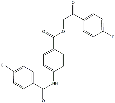 2-(4-fluorophenyl)-2-oxoethyl 4-[(4-chlorobenzoyl)amino]benzoate 구조식 이미지