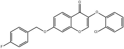 3-(2-chlorophenoxy)-7-[(4-fluorobenzyl)oxy]-4H-chromen-4-one Structure