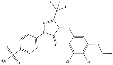 4-[4-(3-chloro-5-ethoxy-4-hydroxybenzylidene)-5-oxo-3-(trifluoromethyl)-4,5-dihydro-1H-pyrazol-1-yl]benzenesulfonamide Structure