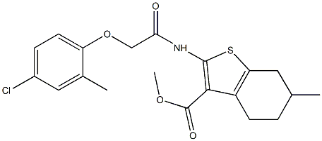 methyl 2-{[(4-chloro-2-methylphenoxy)acetyl]amino}-6-methyl-4,5,6,7-tetrahydro-1-benzothiophene-3-carboxylate 구조식 이미지