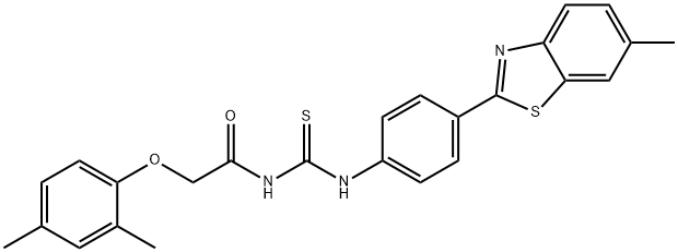 N-[(2,4-dimethylphenoxy)acetyl]-N'-[4-(6-methyl-1,3-benzothiazol-2-yl)phenyl]thiourea Structure