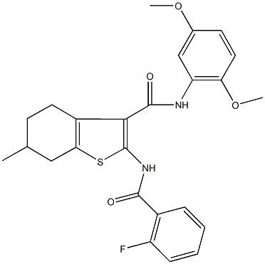 N-(2,5-dimethoxyphenyl)-2-[(2-fluorobenzoyl)amino]-6-methyl-4,5,6,7-tetrahydro-1-benzothiophene-3-carboxamide Structure