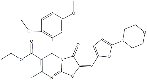 ethyl 5-(2,5-dimethoxyphenyl)-7-methyl-2-{[5-(4-morpholinyl)-2-furyl]methylene}-3-oxo-2,3-dihydro-5H-[1,3]thiazolo[3,2-a]pyrimidine-6-carboxylate Structure