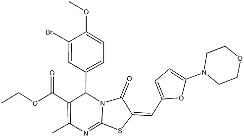 ethyl 5-(3-bromo-4-methoxyphenyl)-7-methyl-2-{[5-(4-morpholinyl)-2-furyl]methylene}-3-oxo-2,3-dihydro-5H-[1,3]thiazolo[3,2-a]pyrimidine-6-carboxylate Structure