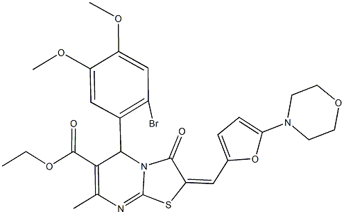 ethyl 5-(2-bromo-4,5-dimethoxyphenyl)-7-methyl-2-{[5-(4-morpholinyl)-2-furyl]methylene}-3-oxo-2,3-dihydro-5H-[1,3]thiazolo[3,2-a]pyrimidine-6-carboxylate 구조식 이미지