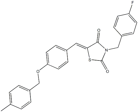 3-(4-fluorobenzyl)-5-{4-[(4-methylbenzyl)oxy]benzylidene}-1,3-thiazolidine-2,4-dione 구조식 이미지