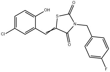 5-(5-chloro-2-hydroxybenzylidene)-3-(4-fluorobenzyl)-1,3-thiazolidine-2,4-dione 구조식 이미지