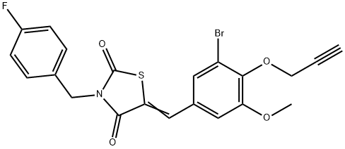 5-[3-bromo-5-methoxy-4-(2-propynyloxy)benzylidene]-3-(4-fluorobenzyl)-1,3-thiazolidine-2,4-dione 구조식 이미지