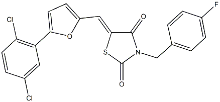 5-{[5-(2,5-dichlorophenyl)-2-furyl]methylene}-3-(4-fluorobenzyl)-1,3-thiazolidine-2,4-dione Structure