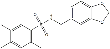 N-(1,3-benzodioxol-5-ylmethyl)-2,4,5-trimethylbenzenesulfonamide 구조식 이미지