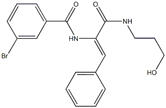 3-bromo-N-(1-{[(3-hydroxypropyl)amino]carbonyl}-2-phenylvinyl)benzamide Structure