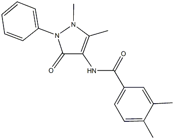 N-(1,5-dimethyl-3-oxo-2-phenyl-2,3-dihydro-1H-pyrazol-4-yl)-3,4-dimethylbenzamide 구조식 이미지