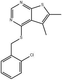 4-[(2-chlorobenzyl)sulfanyl]-5,6-dimethylthieno[2,3-d]pyrimidine 구조식 이미지
