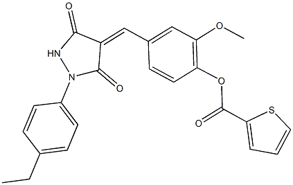 4-{[1-(4-ethylphenyl)-3,5-dioxo-4-pyrazolidinylidene]methyl}-2-methoxyphenyl 2-thiophenecarboxylate 구조식 이미지