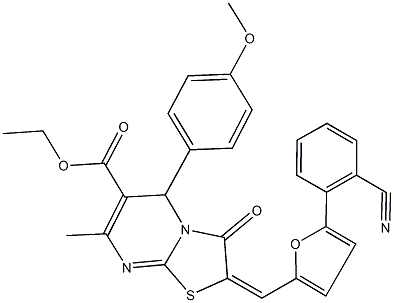 ethyl 2-{[5-(2-cyanophenyl)-2-furyl]methylene}-5-(4-methoxyphenyl)-7-methyl-3-oxo-2,3-dihydro-5H-[1,3]thiazolo[3,2-a]pyrimidine-6-carboxylate Structure