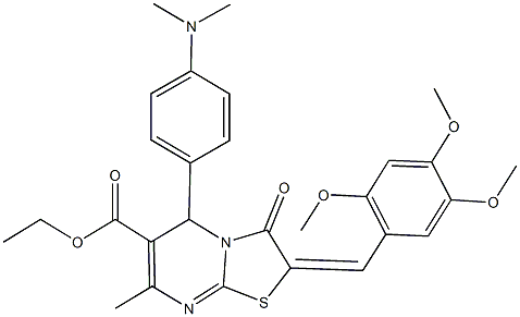 ethyl 5-[4-(dimethylamino)phenyl]-7-methyl-3-oxo-2-(2,4,5-trimethoxybenzylidene)-2,3-dihydro-5H-[1,3]thiazolo[3,2-a]pyrimidine-6-carboxylate 구조식 이미지