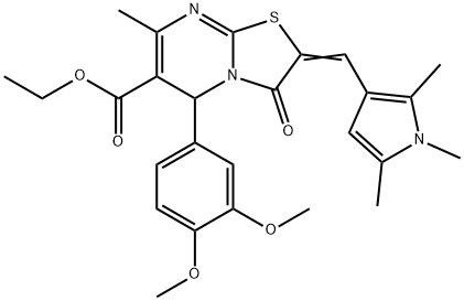 ethyl 5-(3,4-dimethoxyphenyl)-7-methyl-3-oxo-2-[(1,2,5-trimethyl-1H-pyrrol-3-yl)methylene]-2,3-dihydro-5H-[1,3]thiazolo[3,2-a]pyrimidine-6-carboxylate Structure