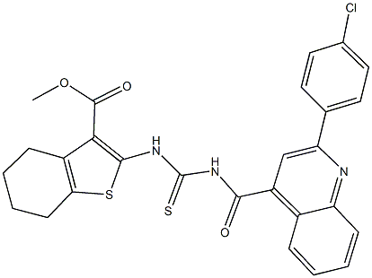 methyl 2-{[({[2-(4-chlorophenyl)-4-quinolinyl]carbonyl}amino)carbothioyl]amino}-4,5,6,7-tetrahydro-1-benzothiophene-3-carboxylate Structure