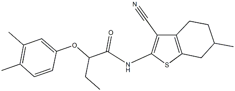 N-(3-cyano-6-methyl-4,5,6,7-tetrahydro-1-benzothien-2-yl)-2-(3,4-dimethylphenoxy)butanamide 구조식 이미지