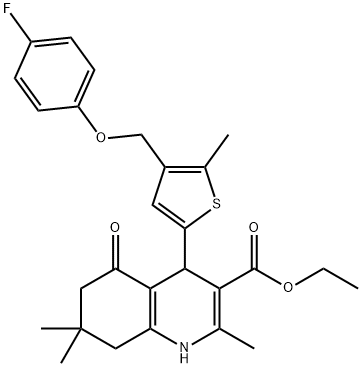 ethyl 4-{4-[(4-fluorophenoxy)methyl]-5-methyl-2-thienyl}-2,7,7-trimethyl-5-oxo-1,4,5,6,7,8-hexahydro-3-quinolinecarboxylate 구조식 이미지