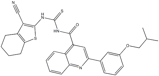 N-(3-cyano-4,5,6,7-tetrahydro-1-benzothien-2-yl)-N'-{[2-(3-isobutoxyphenyl)-4-quinolinyl]carbonyl}thiourea Structure